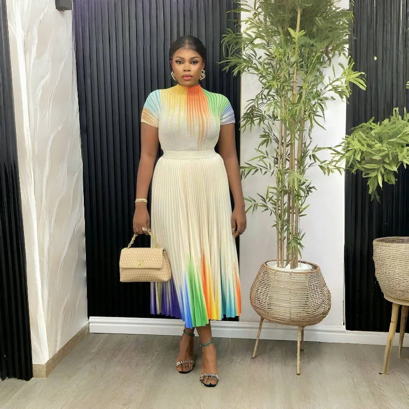 Women Print Two Piece Skirt Sets Short Sleeve Tops Stand Collar Spliced Casual A Line High Waist Long Skirts Elegant Lady Summer
Women Print Two Piece Skirt Sets Short Sleeve Tops Stand Collar Spliced Casual A Line High Waist Long Skirts Elegant Lady Summer