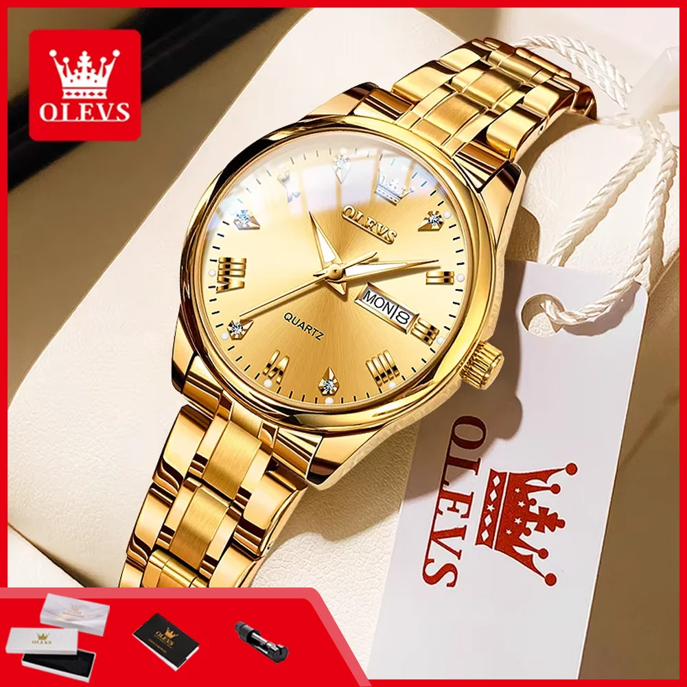 OLEVS 5563 Top Women's Watches Stainless Steel Strap Diamond Scale Auto Date Week Waterproof Luminous Ladies Quartz Wristwatches
OLEVS 5563 Top Women's Watches Stainless Steel Strap Diamond Scale Auto Date Week Waterproof Luminous Ladies Quartz Wristwatches