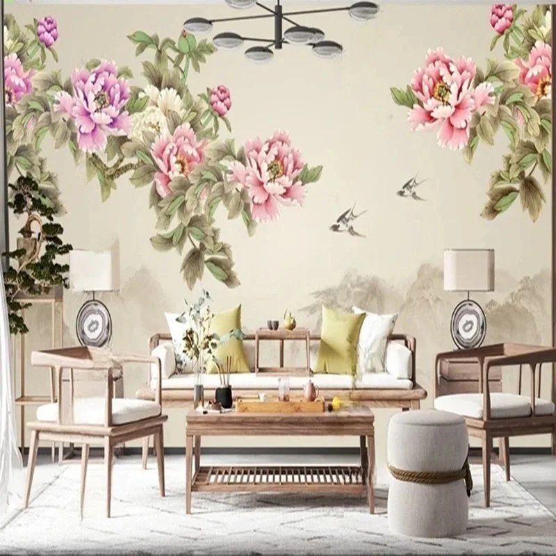Chinese Peony Flower Murals Hand-Painted Ink Wallpaper Modern Decorative Wall Art for Home Interiors Floral Background
Chinese Peony Flower Murals Hand-Painted Ink Wallpaper Modern Decorative Wall Art for Home Interiors Floral Background