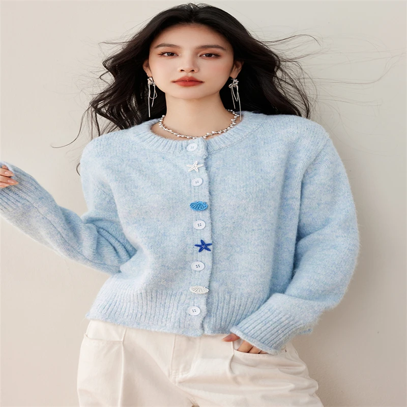 Women's Korean Blue Sweater, Fashionable Cardigan, Soft and Sticky Knitted, High-end, Spring and Autumn, New
Women's Korean Blue Sweater, Fashionable Cardigan, Soft and Sticky Knitted, High-end, Spring and Autumn, New