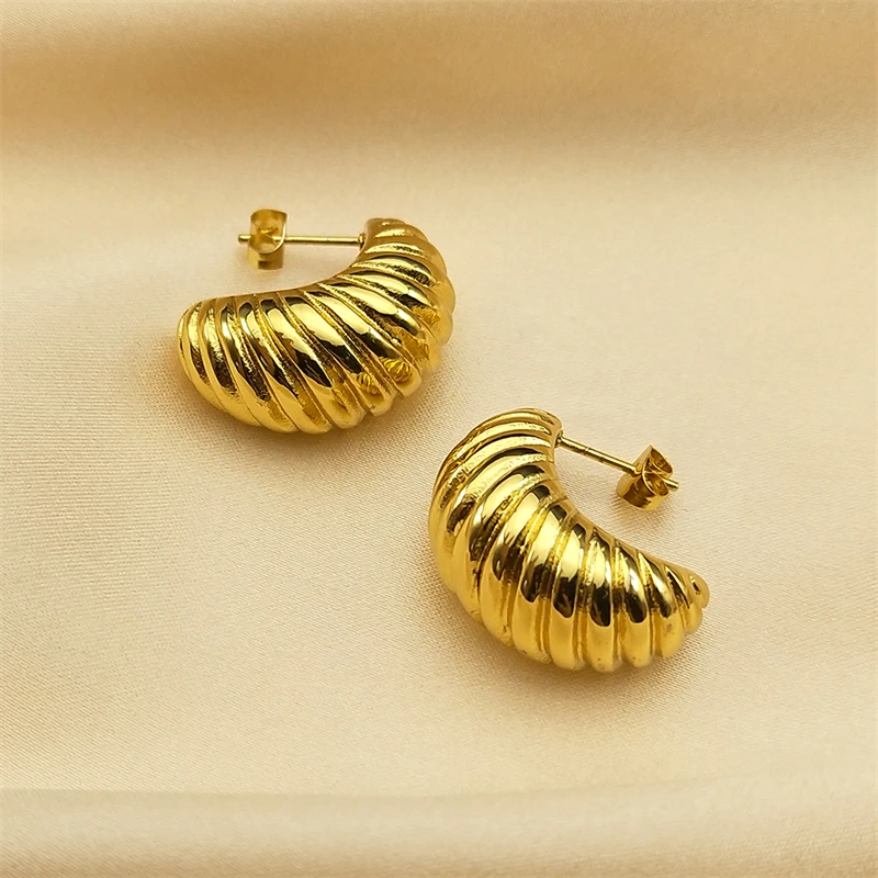 C Shape Gold Color Stainless Steel Hoop Earrings Minimalist Vintage Fashion Trendy Stud Earring Jewelry for Women EZZZ638S01
C Shape Gold Color Stainless Steel Hoop Earrings Minimalist Vintage Fashion Trendy Stud Earring Jewelry for Women EZZZ638S01