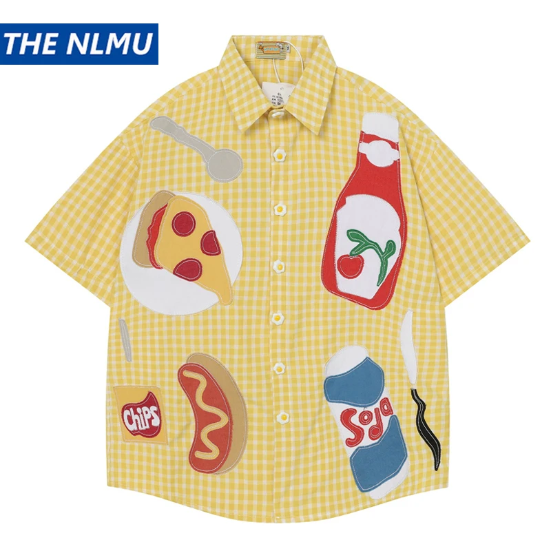 American Funny Food Patch Plaid Shirt Men Women Summer Loose Casual Short Sleeve Top Retro Couple Button Shirts
American Funny Food Patch Plaid Shirt Men Women Summer Loose Casual Short Sleeve Top Retro Couple Button Shirts