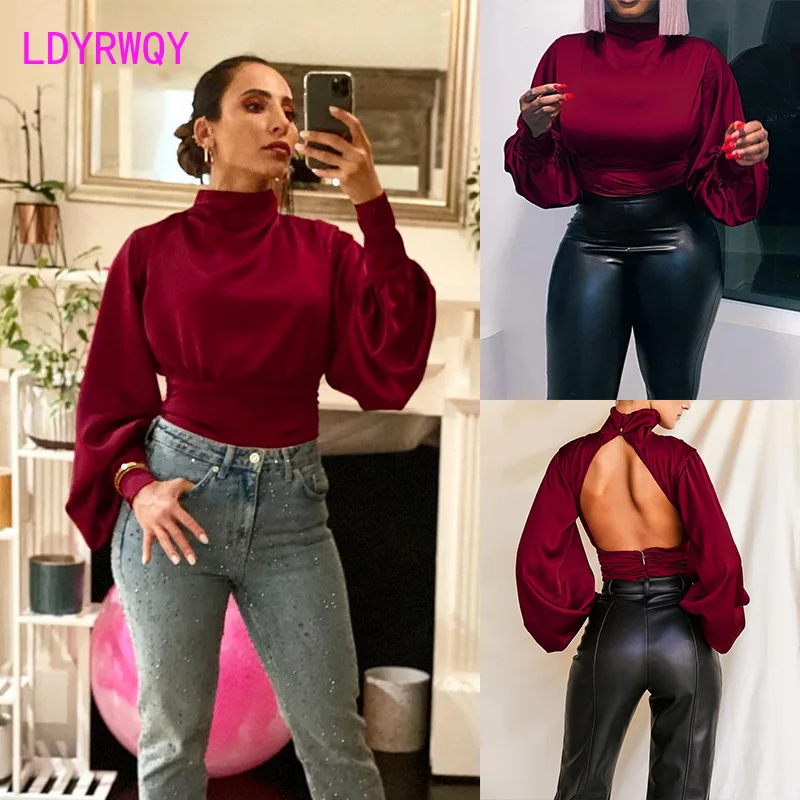2023 European and American Women's Autumn High Neck Solid Lantern Sleeve T-shirt Top
2023 European and American Women's Autumn High Neck Solid Lantern Sleeve T-shirt Top