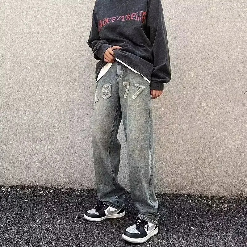 Loose Fit Straight Leg Men's Jeans 977 Embroidery Sle Casual Workwear Retro Long Trousers Autumn New Faion
Loose Fit Straight Leg Men's Jeans 977 Embroidery Sle Casual Workwear Retro Long Trousers Autumn New Faion