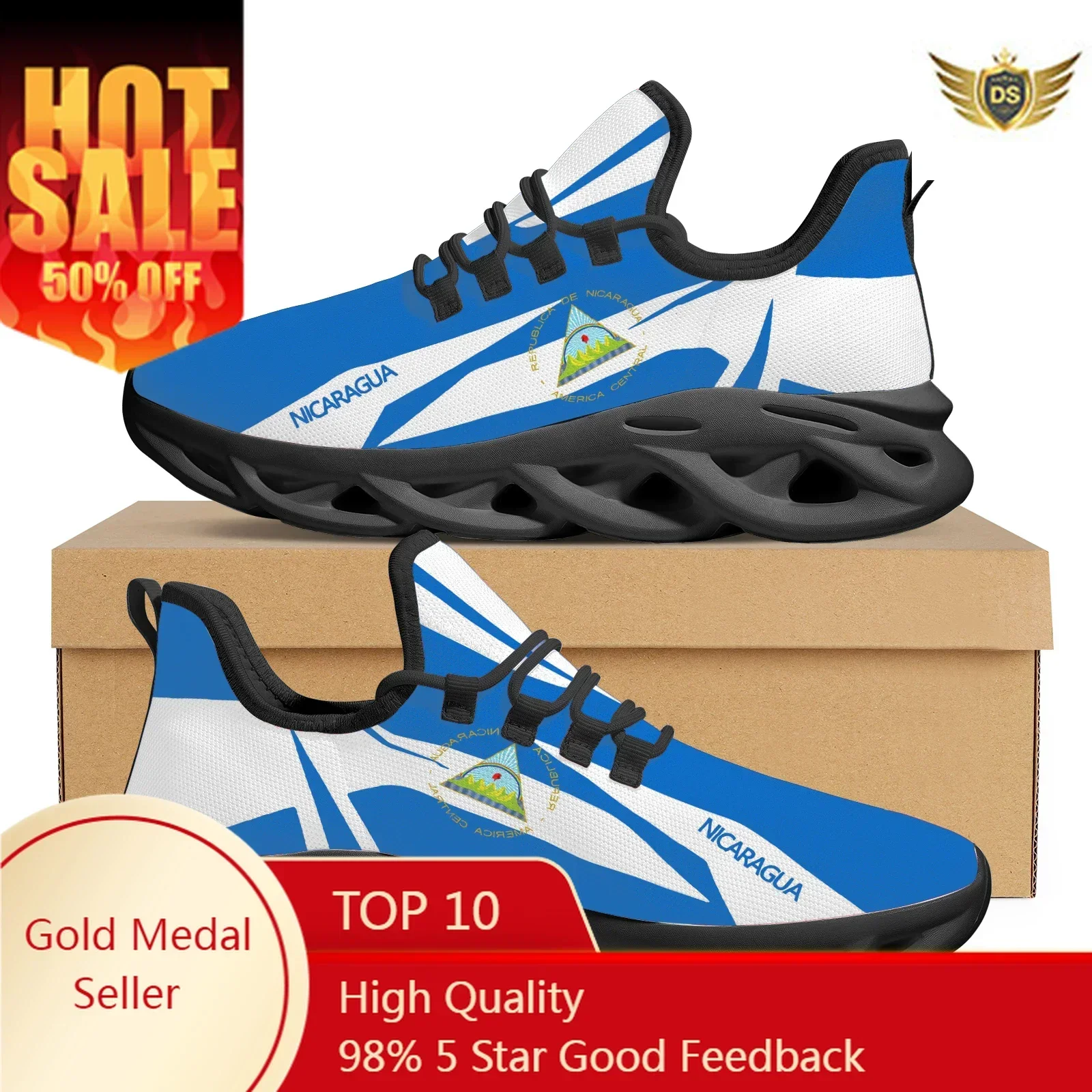 Classic Nicaragua Flag Design Soft Sole Sneakers Adult Non-Slip High Quality Platform Lace Up Shoes Street Trend Casual Shoes
Classic Nicaragua Flag Design Soft Sole Sneakers Adult Non-Slip High Quality Platform Lace Up Shoes Street Trend Casual Shoes