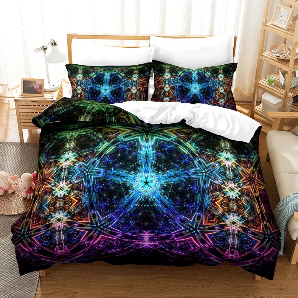 3pcs Boho Cosmic Duvet Cover Set Bedding Set Mandala Trippy Neon Print Black Background Queen King 100% Polyester
3pcs Boho Cosmic Duvet Cover Set Bedding Set Mandala Trippy Neon Print Black Background Queen King 100% Polyester