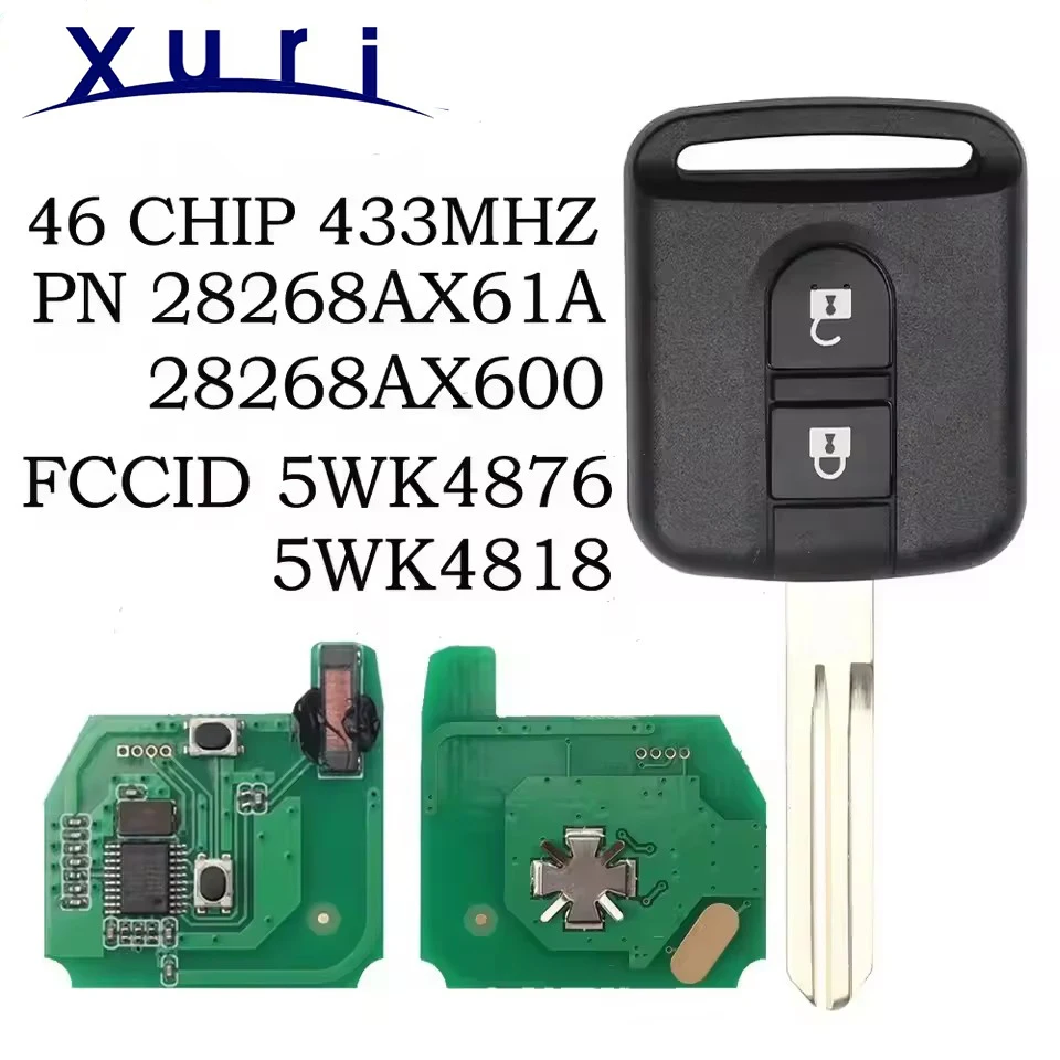 Xuri 5WK4 876/ 818 433MHz ID46 Chip PCF7946 Key Fob For Nissan Elgrand X-TRAIL Qashqai Navara Micra Note NV200 Remote Key
Xuri 5WK4 876/ 818 433MHz ID46 Chip PCF7946 Key Fob For Nissan Elgrand X-TRAIL Qashqai Navara Micra Note NV200 Remote Key