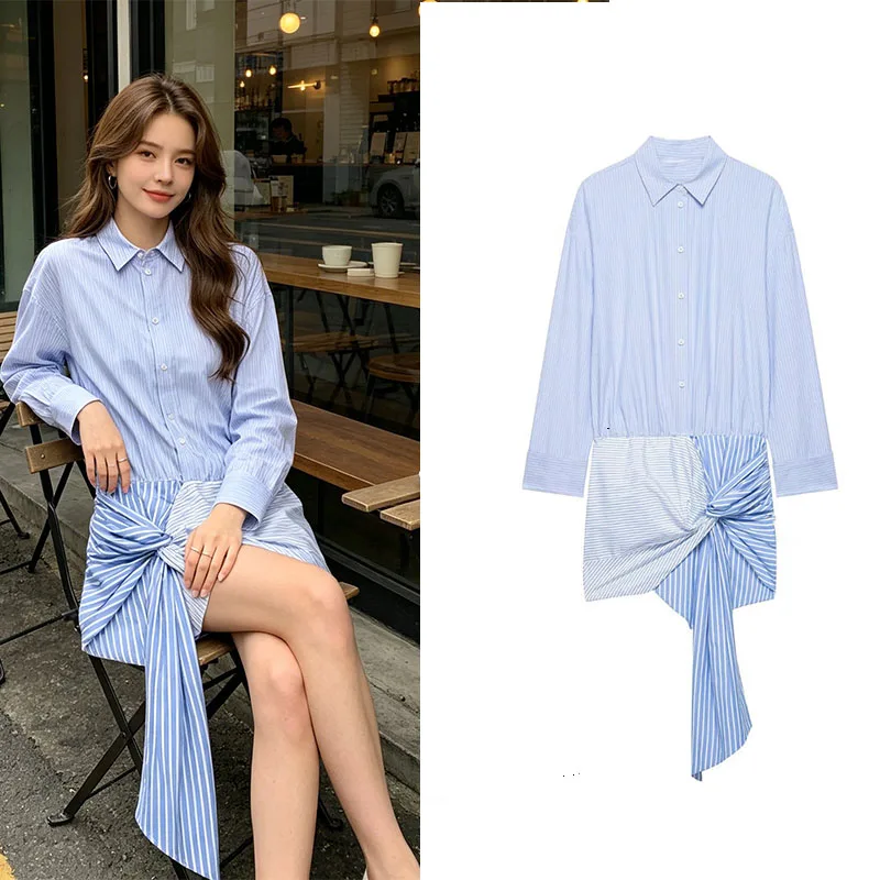 2026 Spring New Arrivals Women's Striped Shirt Long Sleeve Top Shirt-Style Dress with Tie Casual Loose Patchwork Shirt
2026 Spring New Arrivals Women's Striped Shirt Long Sleeve Top Shirt-Style Dress with Tie Casual Loose Patchwork Shirt