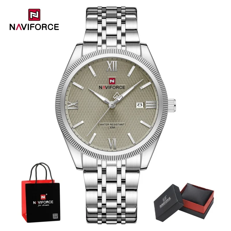 NAVIFORCE Men Elegant Business Stainless Steel Watch 30M Waterproof Luminous Hands Japan Movement Wristwatch Gifts box
NAVIFORCE Men Elegant Business Stainless Steel Watch 30M Waterproof Luminous Hands Japan Movement Wristwatch Gifts box