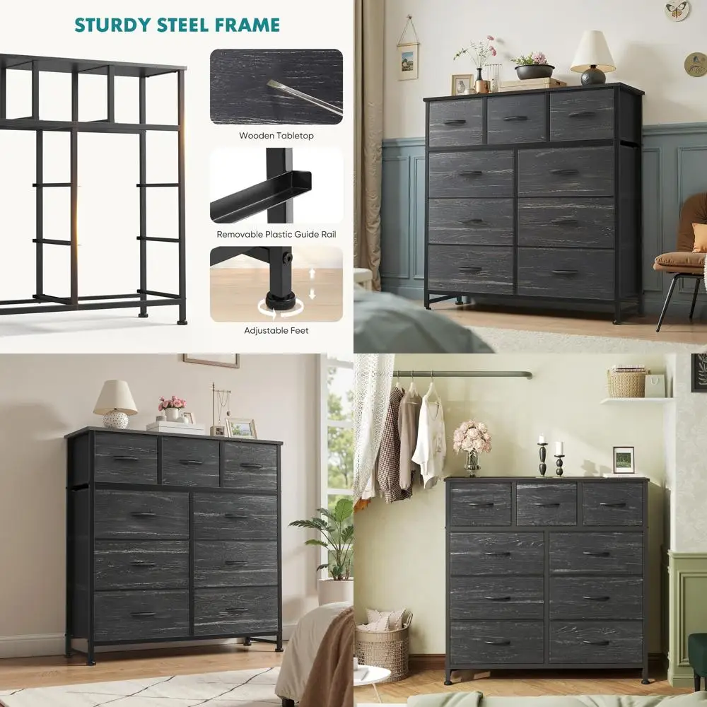 9 Drawer Wood Top Storage Cabinet - Versatile for Bedroom, Closet, Living Room, and More, Black Wood Grain
9 Drawer Wood Top Storage Cabinet - Versatile for Bedroom, Closet, Living Room, and More, Black Wood Grain