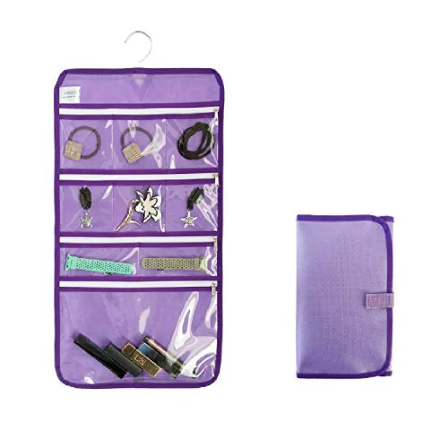 Travel Foldable Jewelry Rolls Bag Hanging Jewelry Org with 9 Zippered Clear Pockets Storage Pouch with Rotatable Hanger
Travel Foldable Jewelry Rolls Bag Hanging Jewelry Org with 9 Zippered Clear Pockets Storage Pouch with Rotatable Hanger