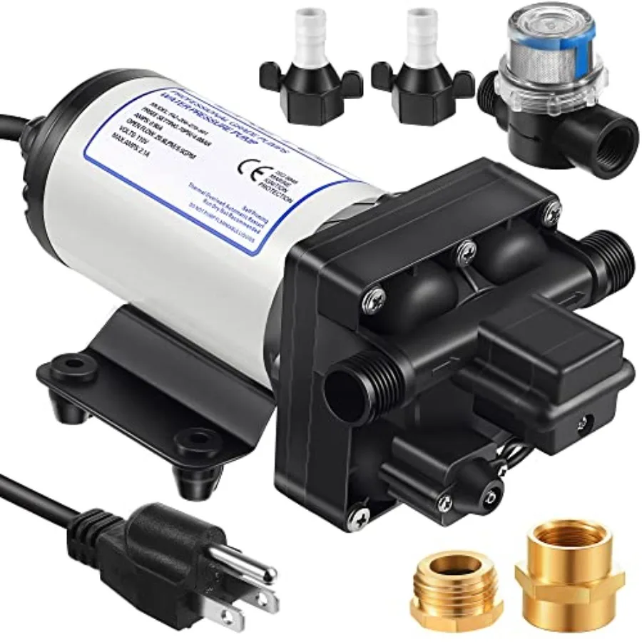 Water Pressure Booster Pump for RV/Caravan/Marine/Home/Garden, 110V 5.5 GPM 70 PSI, Self-Priming Industrial Pump with Brass Con
Water Pressure Booster Pump for RV/Caravan/Marine/Home/Garden, 110V 5.5 GPM 70 PSI, Self-Priming Industrial Pump with Brass Con