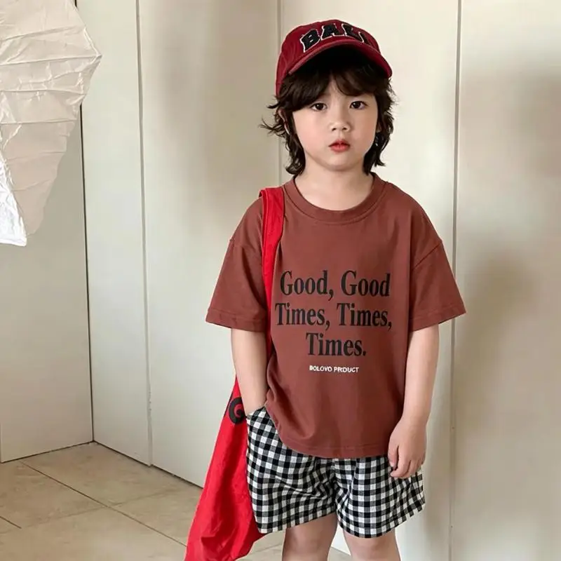Letter TShirt Summer Clothes Casual Loose Tees Round Neck Base Shirt Infant Fashion Simple Clothes For Boys And Girls Thin Tees
Letter TShirt Summer Clothes Casual Loose Tees Round Neck Base Shirt Infant Fashion Simple Clothes For Boys And Girls Thin Tees