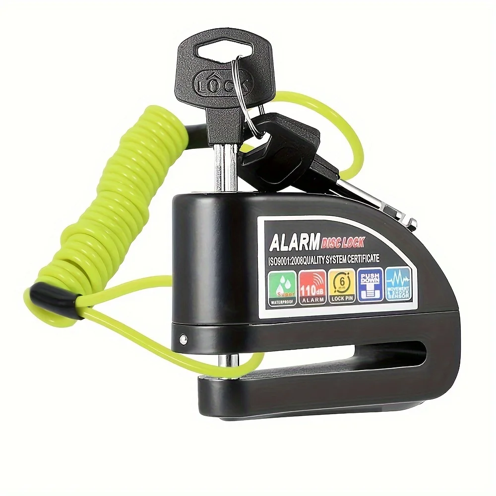 1 Pc, High-decibel Bicycle Disc Brake Lock with Steel Cable; Features A Built-in Sensor That Detects Vibration and Movement
1 Pc, High-decibel Bicycle Disc Brake Lock with Steel Cable; Features A Built-in Sensor That Detects Vibration and Movement