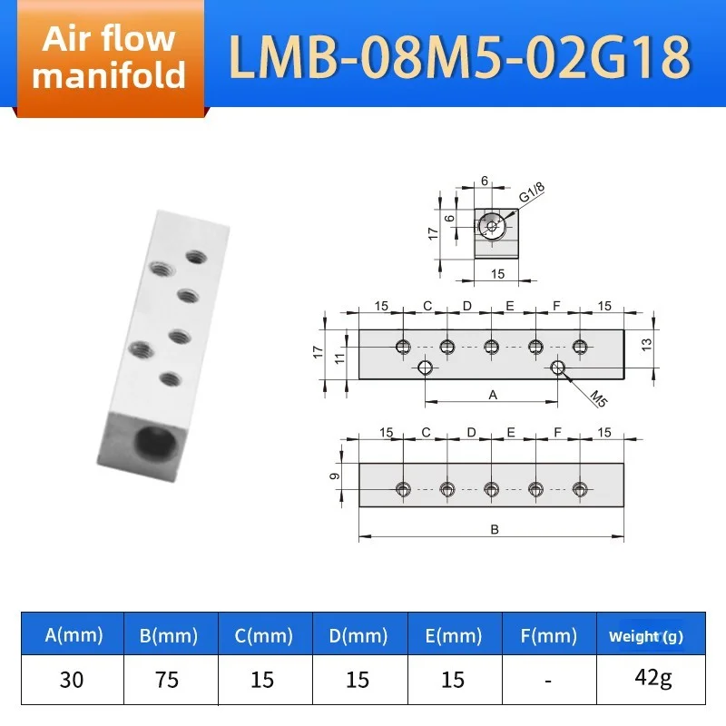 LADUNG Manifold Board Pneumatic Air Distribution Block 1-to-7 Multi-Port Aluminum Air Rail M5 G1/8 Port Mechanical Tool Componen
LADUNG Manifold Board Pneumatic Air Distribution Block 1-to-7 Multi-Port Aluminum Air Rail M5 G1/8 Port Mechanical Tool Componen