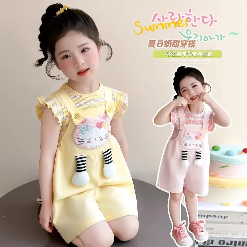 New Girls Kawaii Shoulder Short T-Shirt Set Summer Korean Short Sleeved Shorts Two Piece Set Children's Fashionable Cartoon Tops
New Girls Kawaii Shoulder Short T-Shirt Set Summer Korean Short Sleeved Shorts Two Piece Set Children's Fashionable Cartoon Tops