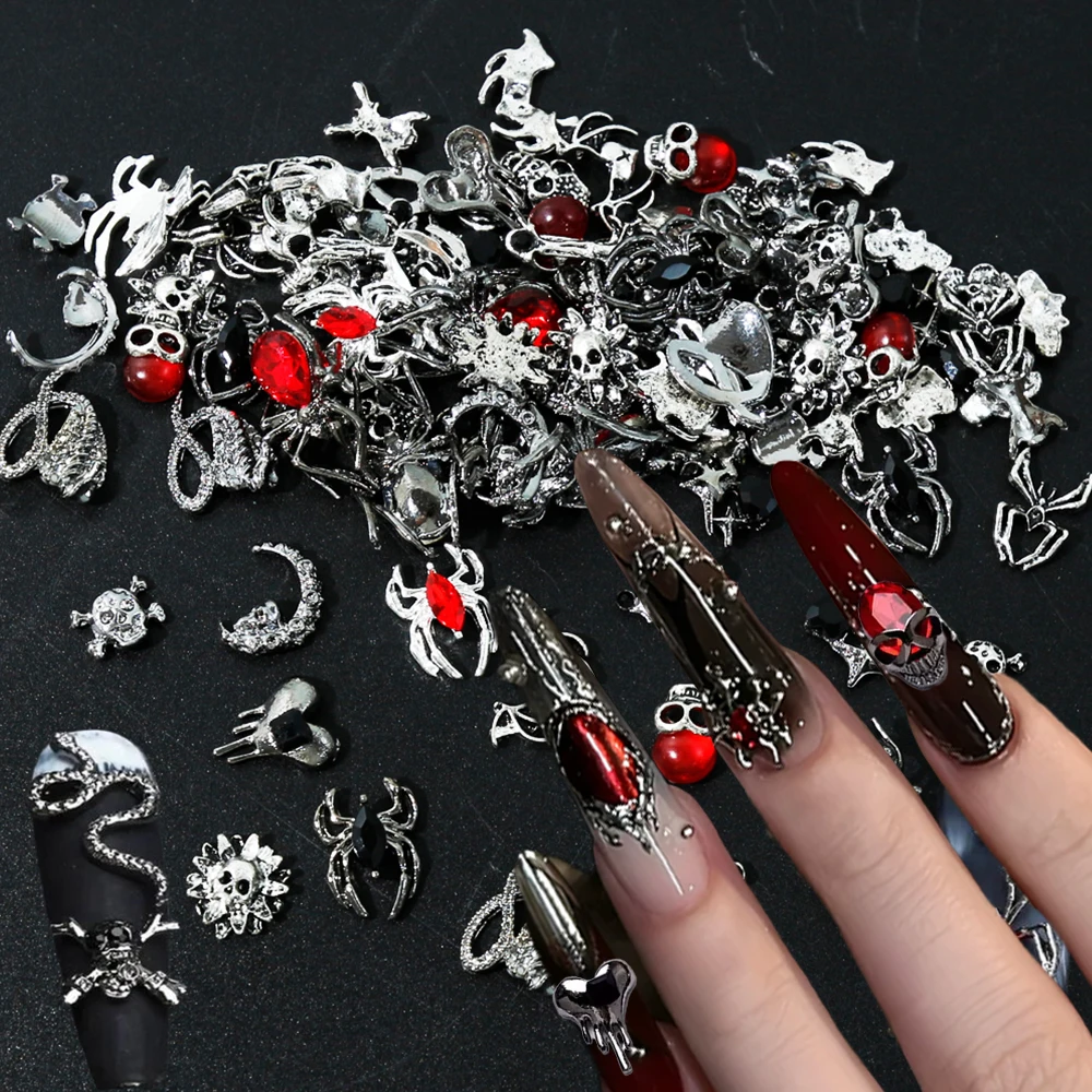 10/50pcs Darkness Metal Halloween Nail Charms 3D Heart Cross Skull Luxury Nail Decoration DIY Parts Punk Retro Manicure Accessor
10/50pcs Darkness Metal Halloween Nail Charms 3D Heart Cross Skull Luxury Nail Decoration DIY Parts Punk Retro Manicure Accessor