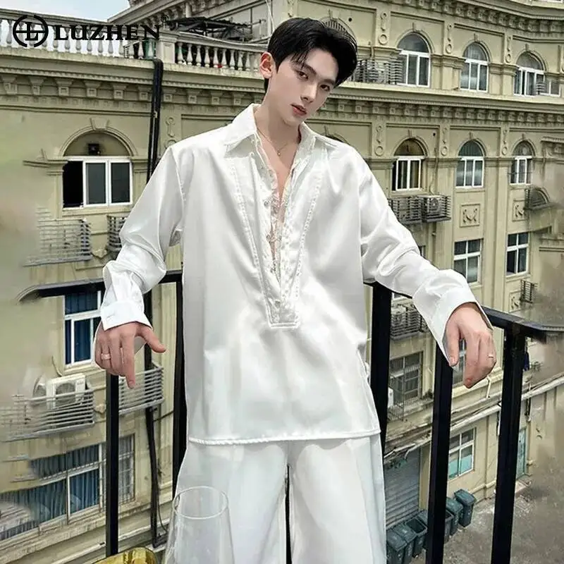 LUZHEN 2026 New High Quality Satin Fake Two Piece Design Big V-neck Long Sleeve Shirt Pullover Men's Fashion Elegant Tops JY6826
LUZHEN 2026 New High Quality Satin Fake Two Piece Design Big V-neck Long Sleeve Shirt Pullover Men's Fashion Elegant Tops JY6826