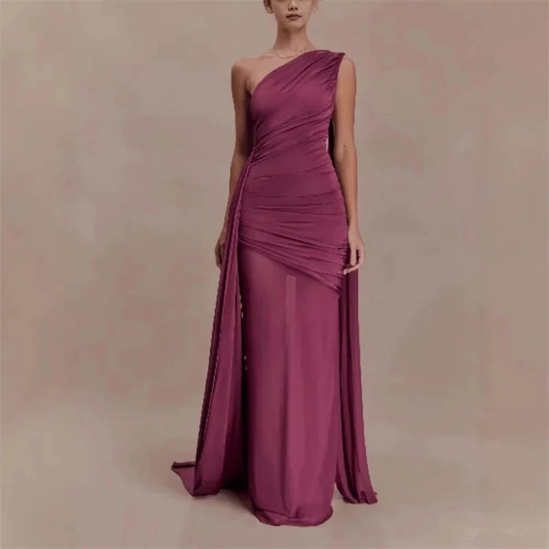 Mesh Spliced One Shoulder Cape Bodycon Party Dress For Women Slim Fit Tulle Panel Elegant Evening Birthday Anniversary Outfit
Mesh Spliced One Shoulder Cape Bodycon Party Dress For Women Slim Fit Tulle Panel Elegant Evening Birthday Anniversary Outfit
