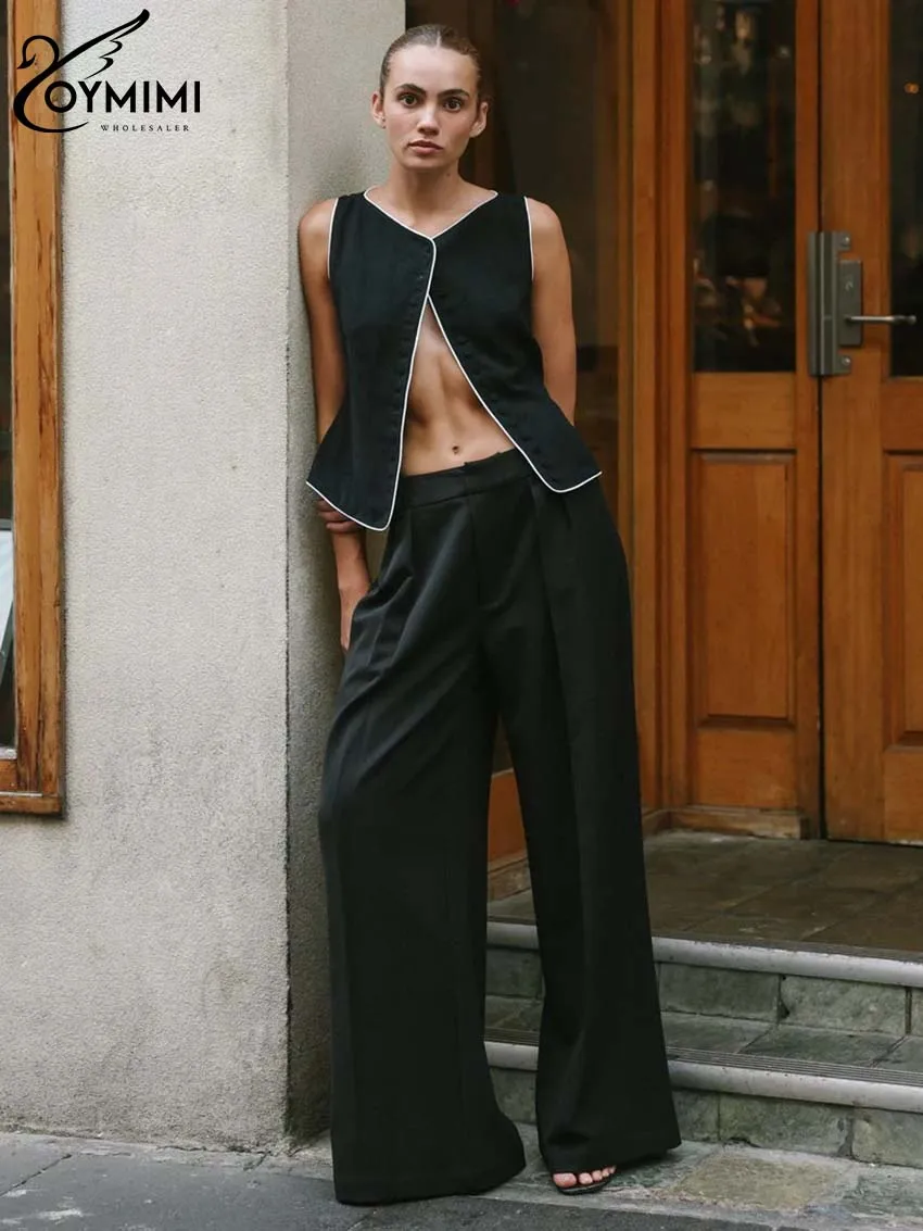Oymimi Casual Black Patchwork Women 2 Piece Set Outfit Elegant V-Neck Sleeveless Button Tank Tops And Simple Straight Pants Sets
Oymimi Casual Black Patchwork Women 2 Piece Set Outfit Elegant V-Neck Sleeveless Button Tank Tops And Simple Straight Pants Sets