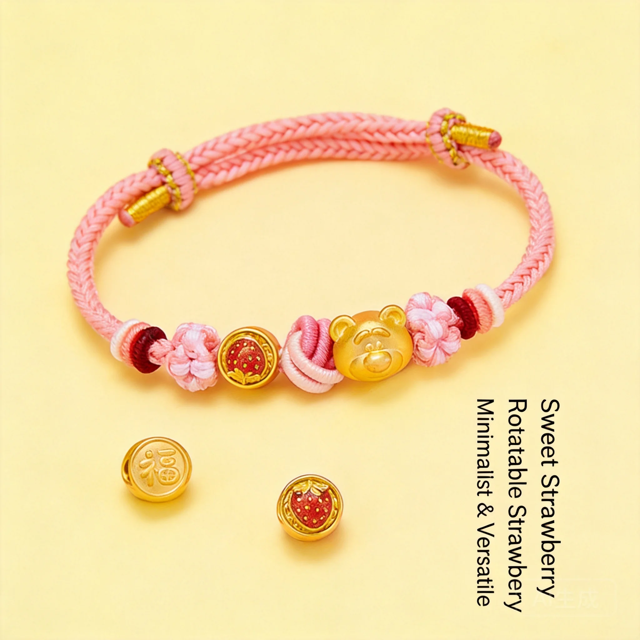Chinese Style Lucky Rotatable Strawberry Feng Shui Bead 24k Gold Plated Sand Gold Blessing Fortune Attracting Good Luck Bracelet
Chinese Style Lucky Rotatable Strawberry Feng Shui Bead 24k Gold Plated Sand Gold Blessing Fortune Attracting Good Luck Bracelet