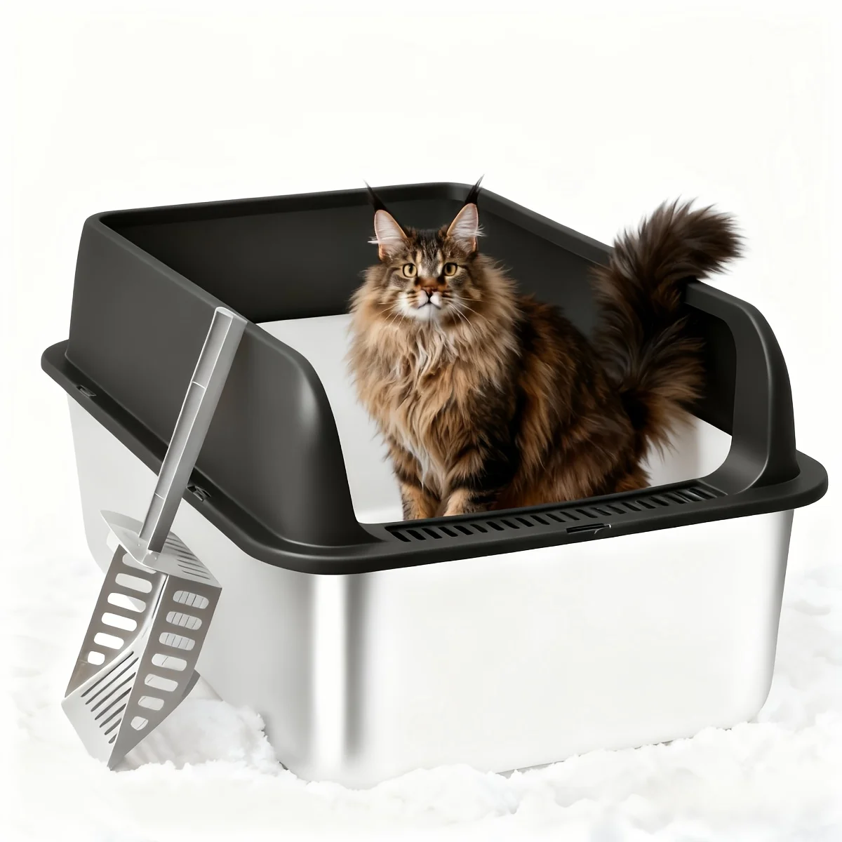 Stainless Steel for cat Litter Box, Medium And Large Litter Box For Cats With Scoop, Metal Litter Pan Tray With High Wall Sides Enclosure, Non-Sticky, Anti-Leakage, Easy Cleaning, Indoor for cat Toilet, Christmas Thanksgiving New Year'S Gifts For Ca
Stainless Steel for cat Litter Box, Medium And Large Litter Box For Cats With Scoop, Metal Litter Pan Tray With High Wall Sides Enclosure, Non-Sticky, Anti-Leakage, Easy Cleaning, Indoor for cat Toilet, Christmas Thanksgiving New Year'S Gifts For Ca