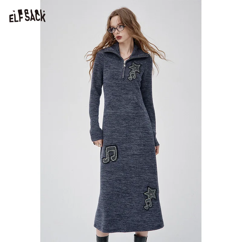 ELFSACK 2025 Winter New Arrivals Casual Lapel Collar Musical Note Embroidery Knitted Dress For Woman
ELFSACK 2025 Winter New Arrivals Casual Lapel Collar Musical Note Embroidery Knitted Dress For Woman