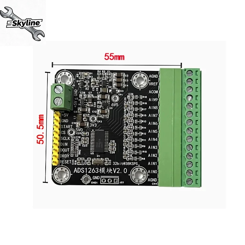 ADS1263 module 10 channel 32-bit 38K precision low-speed ADC data acquisition analog-to-digital converter module
ADS1263 module 10 channel 32-bit 38K precision low-speed ADC data acquisition analog-to-digital converter module