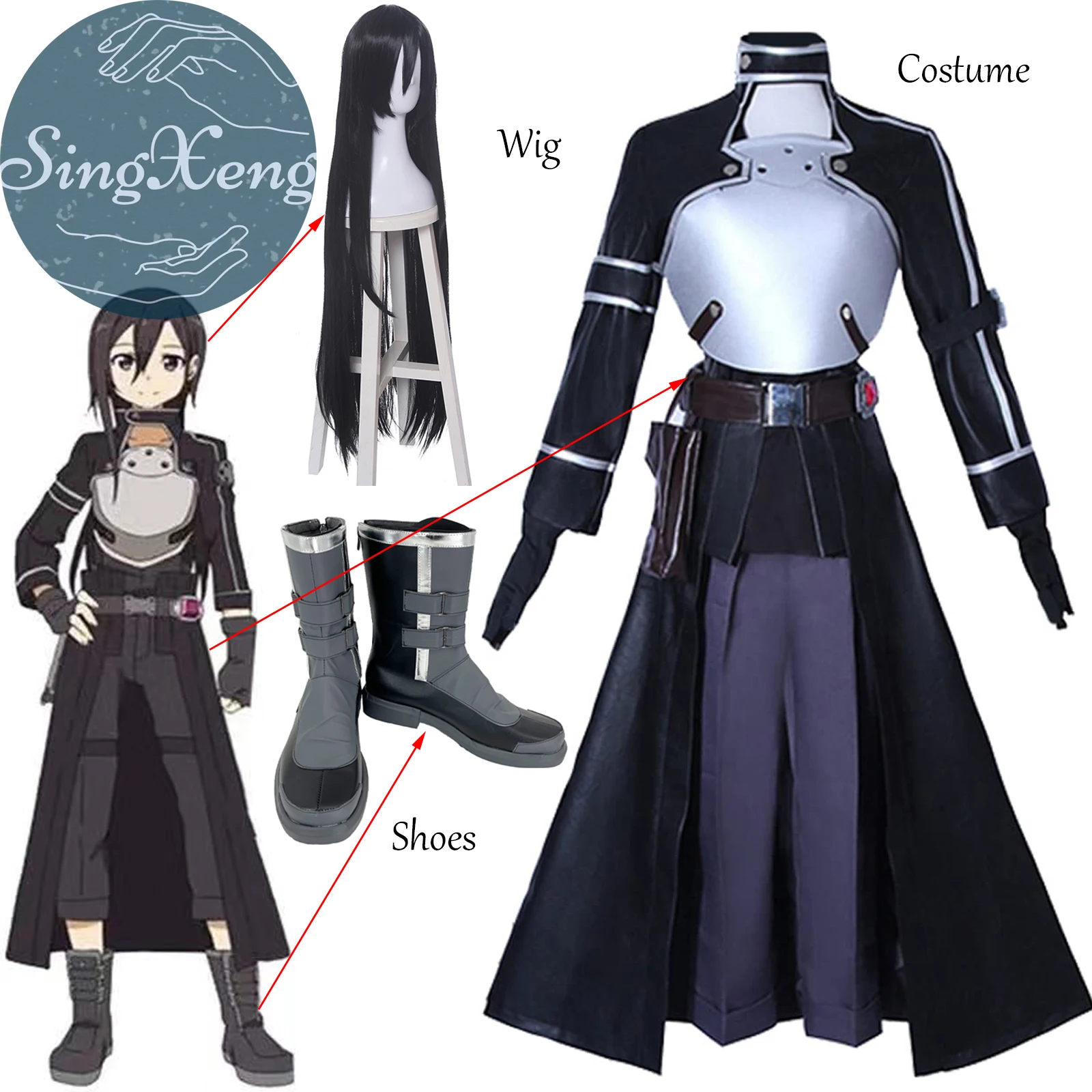 SingXeng Anime Sword Art Online 2 Kirito Kirigaya Kazuto GGO Kirito Cosplay Costume Unisex Uniform Full Set Halloween Clothing
SingXeng Anime Sword Art Online 2 Kirito Kirigaya Kazuto GGO Kirito Cosplay Costume Unisex Uniform Full Set Halloween Clothing