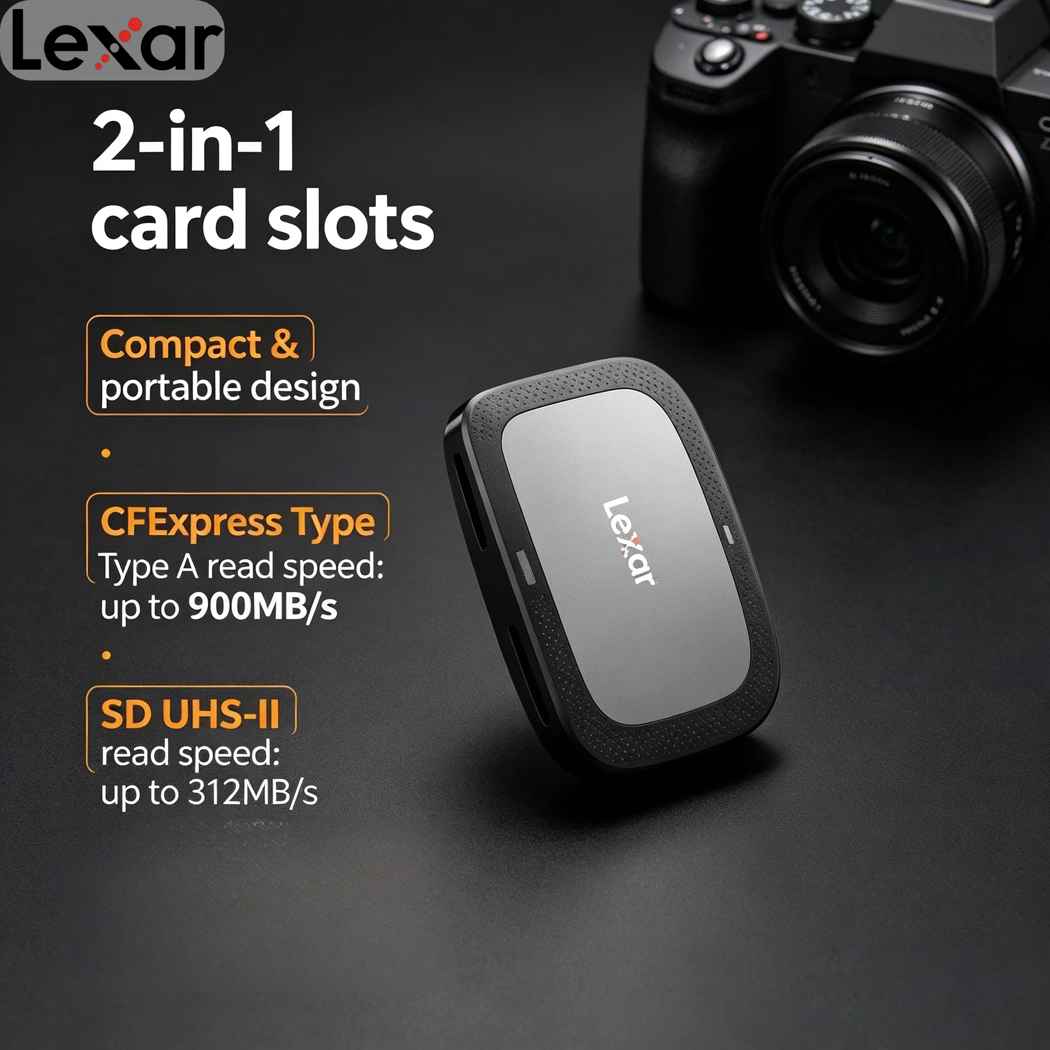 Lexar 10Gbps 8K CFexpress Type A Card Reader 2 in 1 Hi Speed USB 3.2 Gen2 SD Card Reader Type C CFE Card Reader Ultra 4K Plus
Lexar 10Gbps 8K CFexpress Type A Card Reader 2 in 1 Hi Speed USB 3.2 Gen2 SD Card Reader Type C CFE Card Reader Ultra 4K Plus