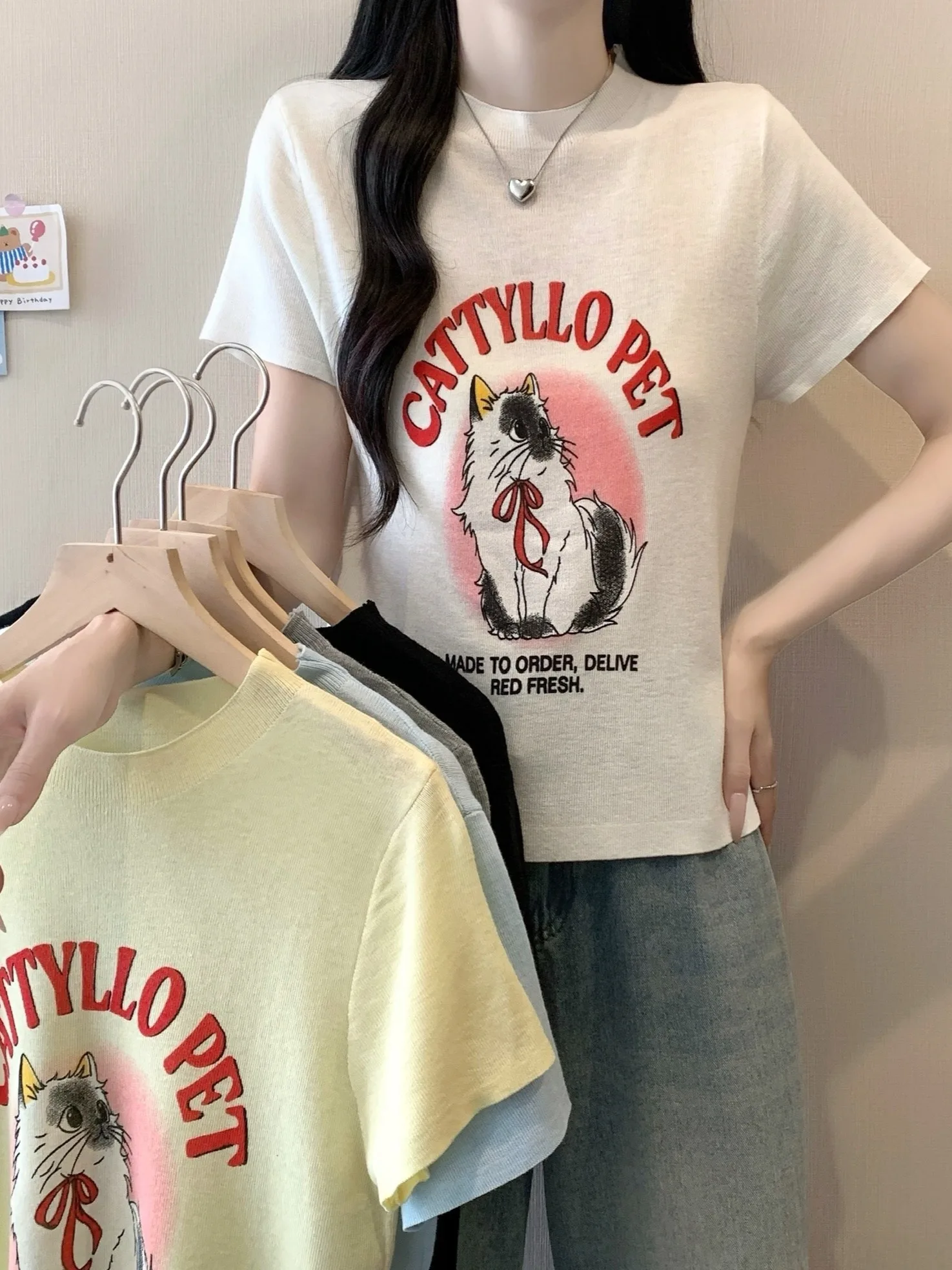 plus Size Knitted Short Sleeve Cartoon T-Shirt Casual Slimming Design Summer New Style Versatile Comfortable Women's Top
plus Size Knitted Short Sleeve Cartoon T-Shirt Casual Slimming Design Summer New Style Versatile Comfortable Women's Top