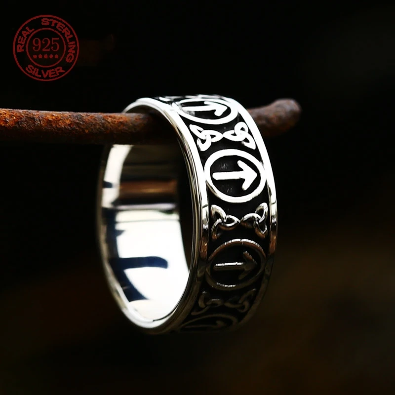 Simple Vintage S925 Sterling Silver Viking Rune Ring For Men Women Fashion Celtic Knot Rings Punk Biker Jewelry Creativity Gift
Simple Vintage S925 Sterling Silver Viking Rune Ring For Men Women Fashion Celtic Knot Rings Punk Biker Jewelry Creativity Gift