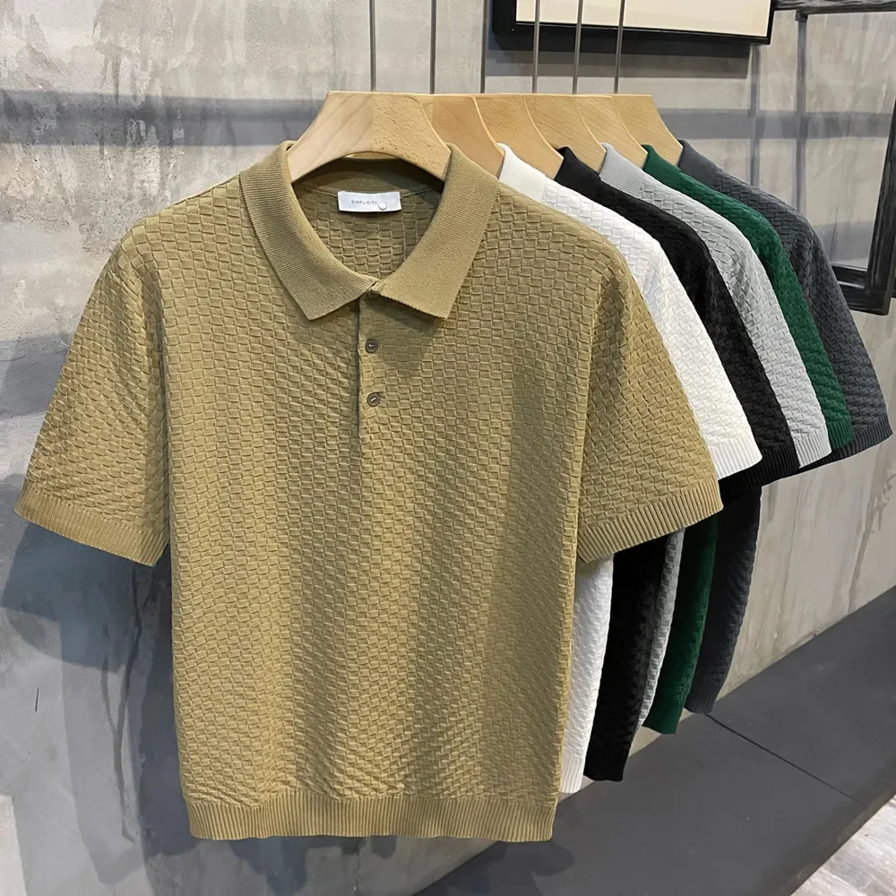 2025 CaofeimaoSummer New Light Luxury Men's Solid Color Plaid Texture Lapel Breathable Loose Casual Knit Polo Shirt Paul T-Shirt
2025 CaofeimaoSummer New Light Luxury Men's Solid Color Plaid Texture Lapel Breathable Loose Casual Knit Polo Shirt Paul T-Shirt
