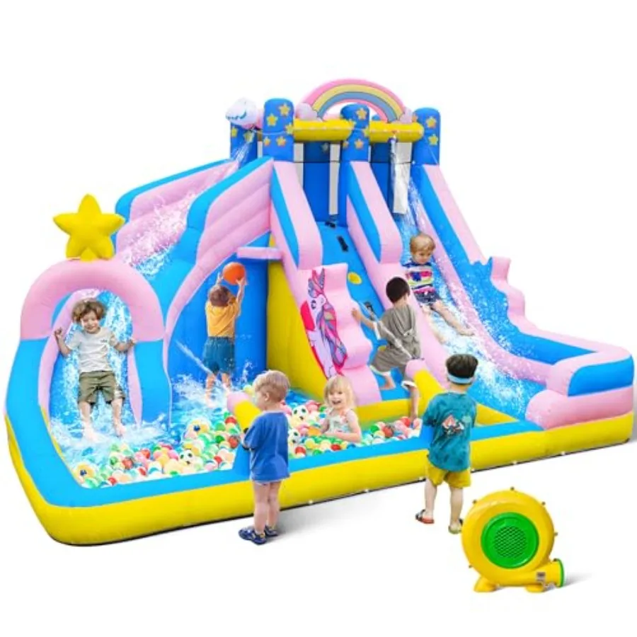 Outdoor backyard birthday party inflatable water slide: 6-in-1 bounce house water park for kidsclimbing wall, splash pool, 2 wa
Outdoor backyard birthday party inflatable water slide: 6-in-1 bounce house water park for kidsclimbing wall, splash pool, 2 wa
