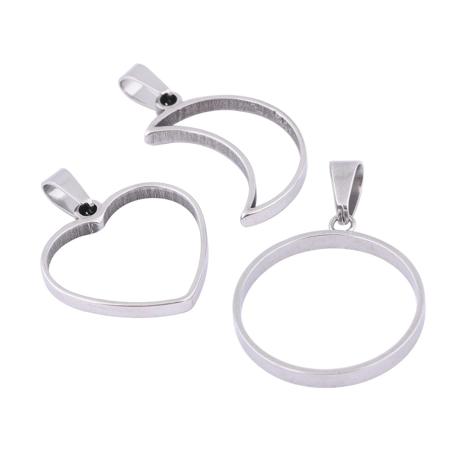 10pcs Stainless Steel Heart Moon Round Open Bezel Charm Pendant Diy Cabochon Frame Base Blanks For Jewelry Making Supplies
10pcs Stainless Steel Heart Moon Round Open Bezel Charm Pendant Diy Cabochon Frame Base Blanks For Jewelry Making Supplies