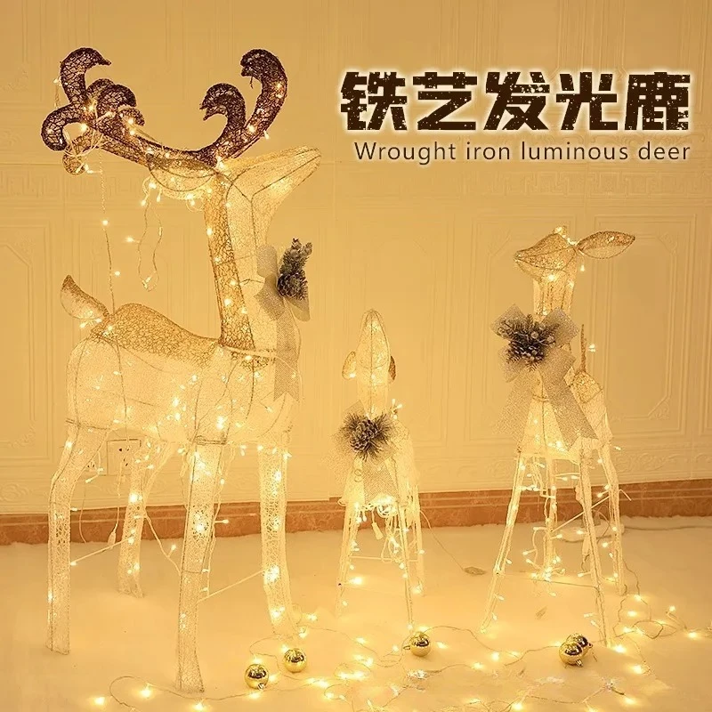Christmas luminous deer pulling car hotel shopping mall large scene wrought iron deer sleigh Christmas decor
Christmas luminous deer pulling car hotel shopping mall large scene wrought iron deer sleigh Christmas decor