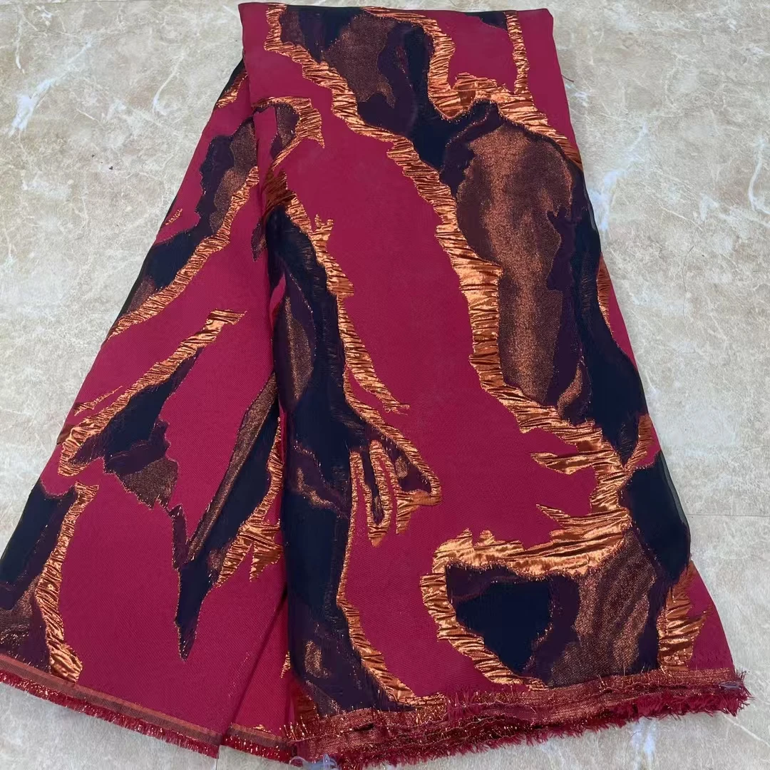 180 x 53.93Inches Red Two-Tone Gold Stamped Organza Jacquard Brocade Fabric Sheer Transparent Textile for Summer Dresses
180 x 53.93Inches Red Two-Tone Gold Stamped Organza Jacquard Brocade Fabric Sheer Transparent Textile for Summer Dresses