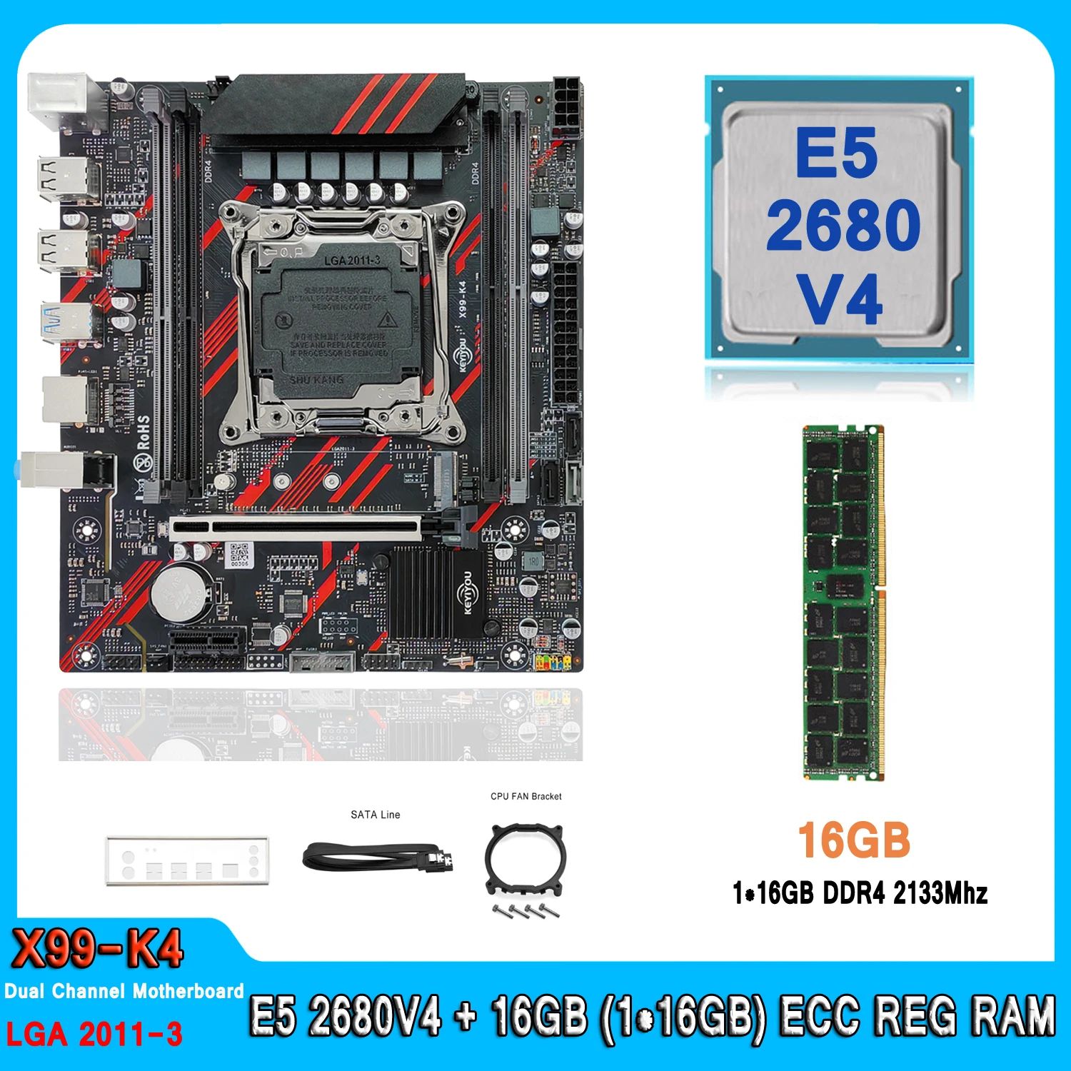 X99 K4 Motherboard Set Kit With Intel LGA2011-3 Xeon E5 2680 V4 CPU DDR4 16GB (1*16GB) 2133MHZ RAM NVME M.2 SATA E5 2680V4 Set
X99 K4 Motherboard Set Kit With Intel LGA2011-3 Xeon E5 2680 V4 CPU DDR4 16GB (1*16GB) 2133MHZ RAM NVME M.2 SATA E5 2680V4 Set