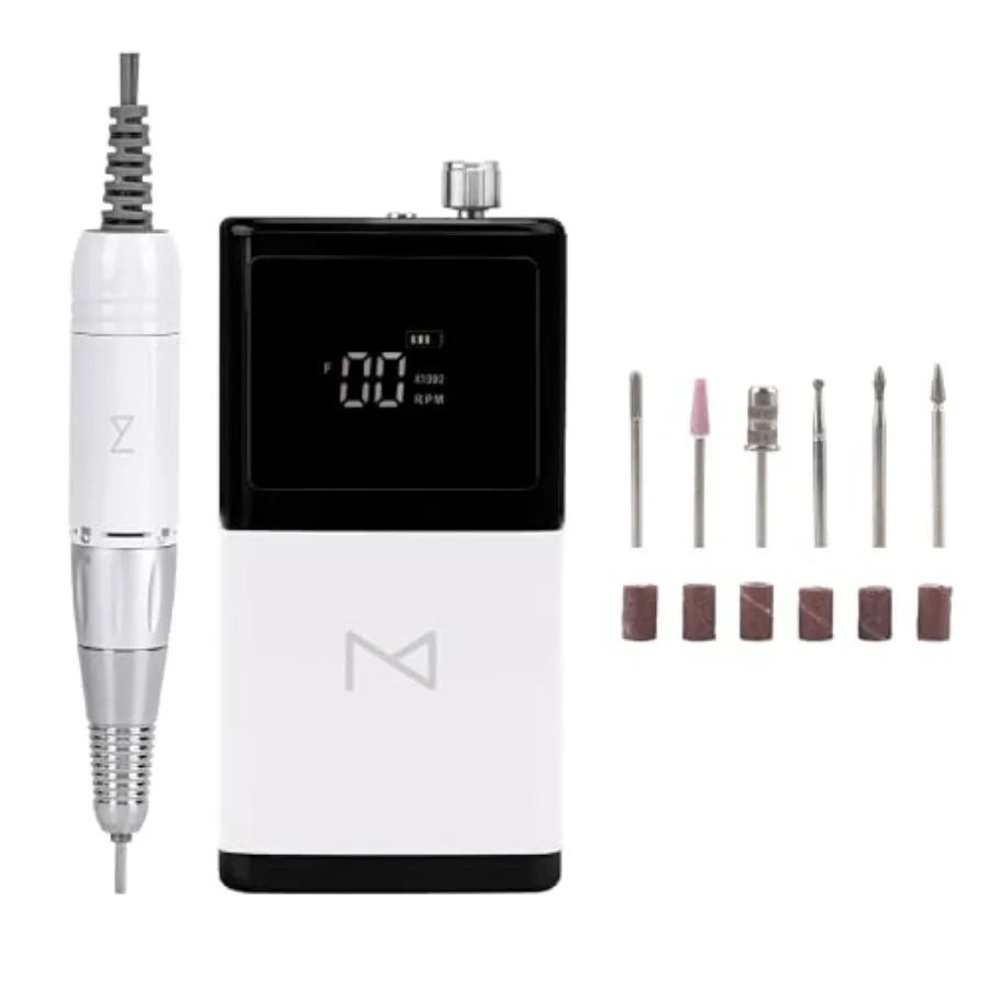 E-ZDrill Rechargeable Electric Nail Drill 35k RPM with LCD Display Portable Lightweight Design Forward/Reverse Rotation Aluminu