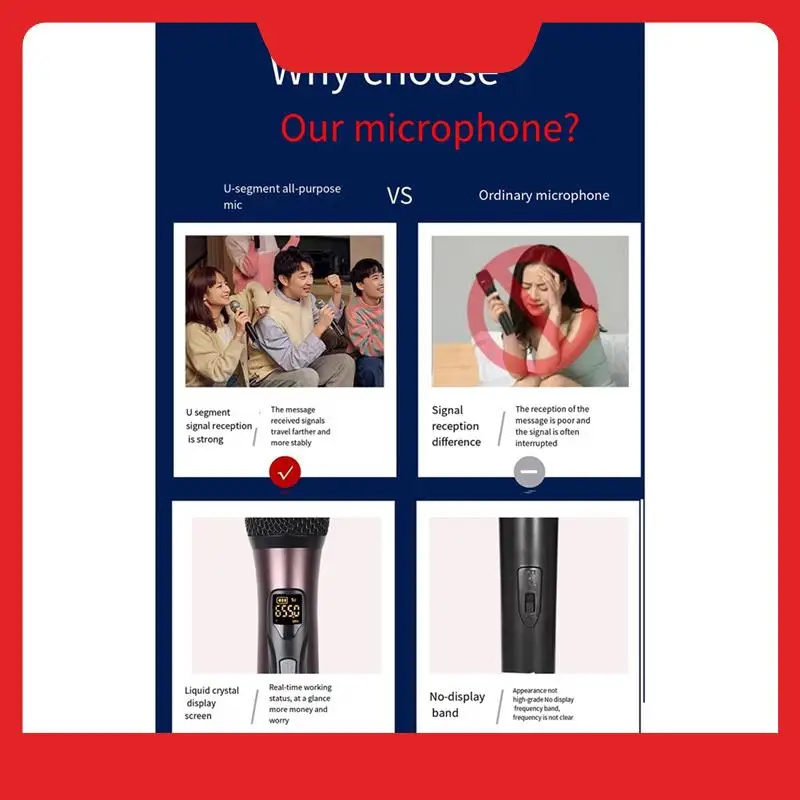 New One-To-Two Household Microphone Universal Microphone Metal Wireless Microphone Performance Ktv Singing Microphone Durable
New One-To-Two Household Microphone Universal Microphone Metal Wireless Microphone Performance Ktv Singing Microphone Durable