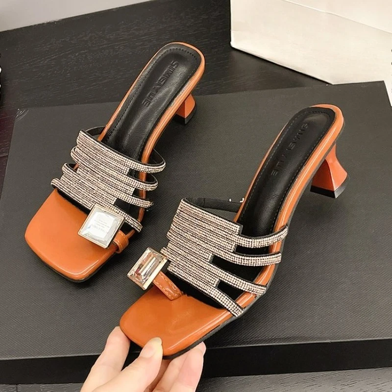 New Rhinestone Slippers for Women Sexy Stiletto High Heel Peep Toe Plus Size Square Toe Sandals Slides Zapatillas Mujer
New Rhinestone Slippers for Women Sexy Stiletto High Heel Peep Toe Plus Size Square Toe Sandals Slides Zapatillas Mujer