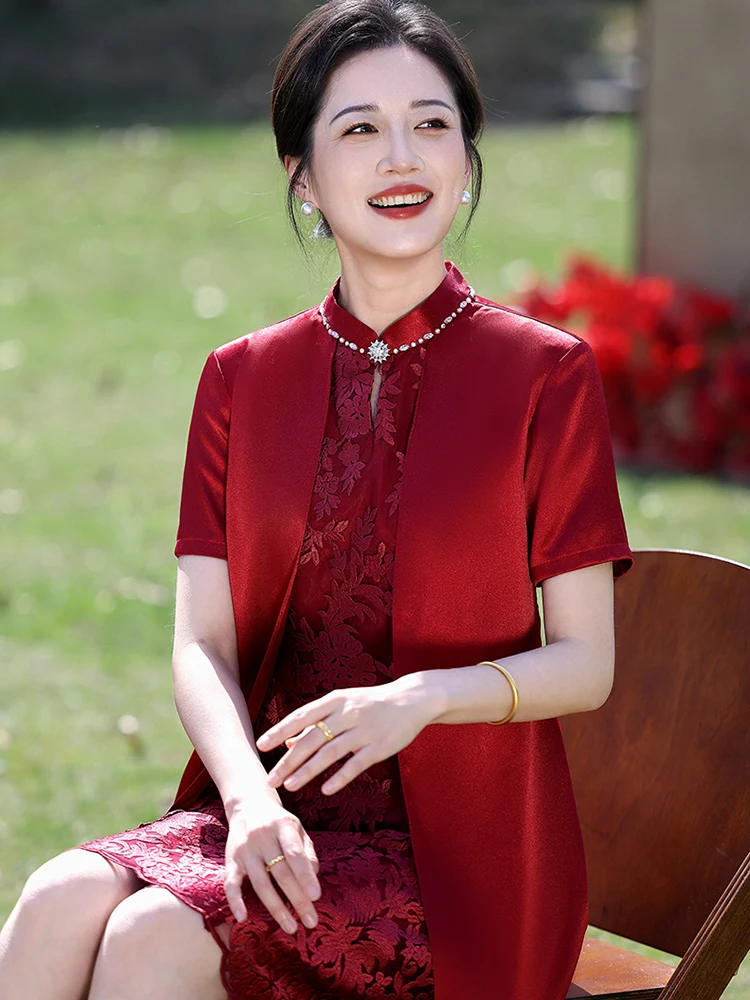 Red Wedding Dress Mom High-End Wedding Ceremony Outfit Short Sleeve Mid-Length Reversible Two-Piece Suit
Red Wedding Dress Mom High-End Wedding Ceremony Outfit Short Sleeve Mid-Length Reversible Two-Piece Suit