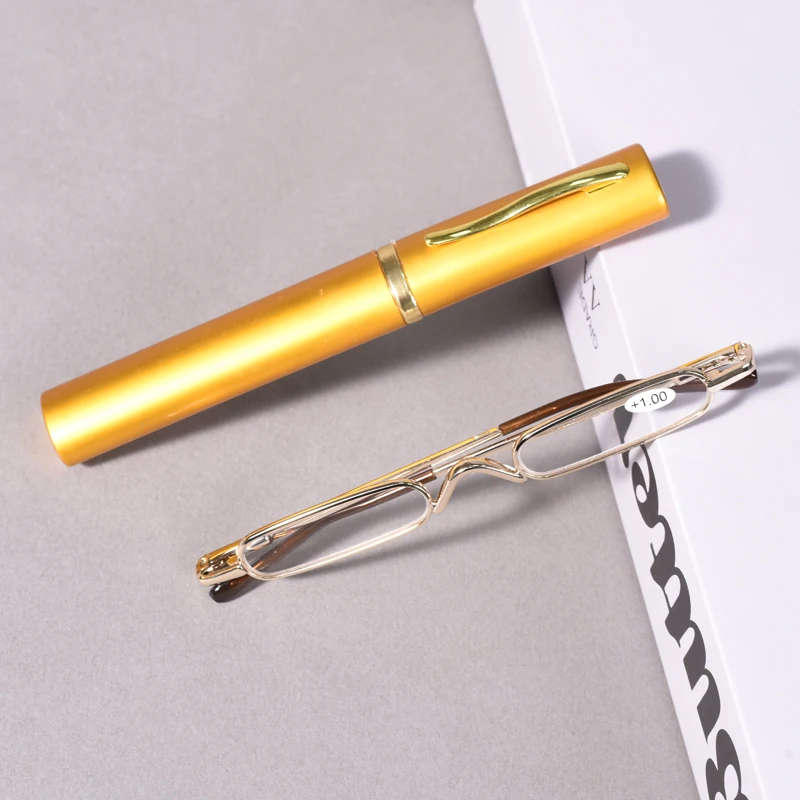 Gold Metal Frame Hinge Presbyopic Glasses Readers Eyeglasses With Portable Pen Clip Case Mini Reading Eyewear +1.0+1.5+2.0
Gold Metal Frame Hinge Presbyopic Glasses Readers Eyeglasses With Portable Pen Clip Case Mini Reading Eyewear +1.0+1.5+2.0