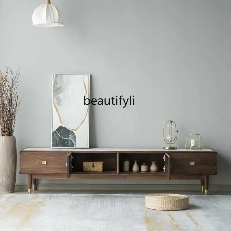 North American black walnut rock panel TV cabinet, coffee table, simple living room TV cabinet a16 
North American black walnut rock panel TV cabinet, coffee table, simple living room TV cabinet a16