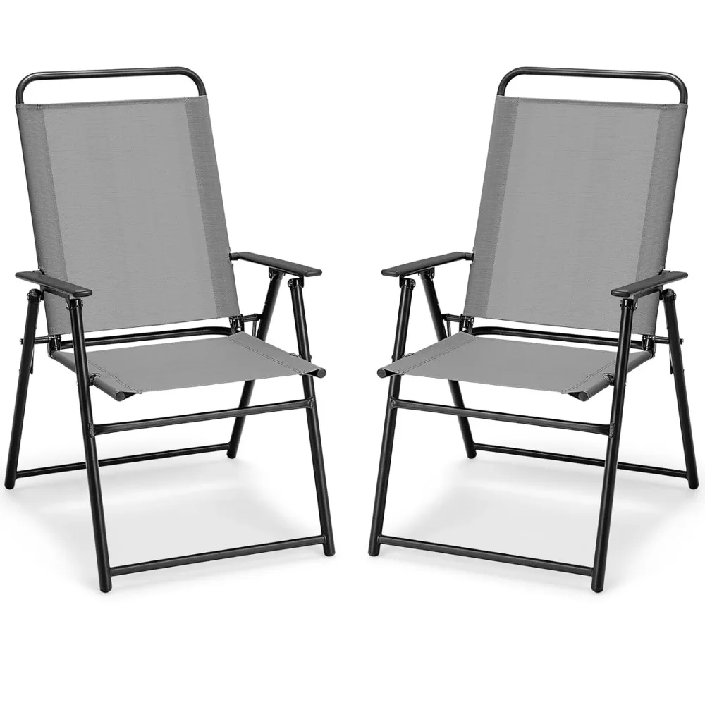 Patio Chairs Set of 2, Outdoor Folding Chairs with Armrests, Metal Frame, Outside Foldable Dining Chairs for Lawn, Customized
Patio Chairs Set of 2, Outdoor Folding Chairs with Armrests, Metal Frame, Outside Foldable Dining Chairs for Lawn, Customized