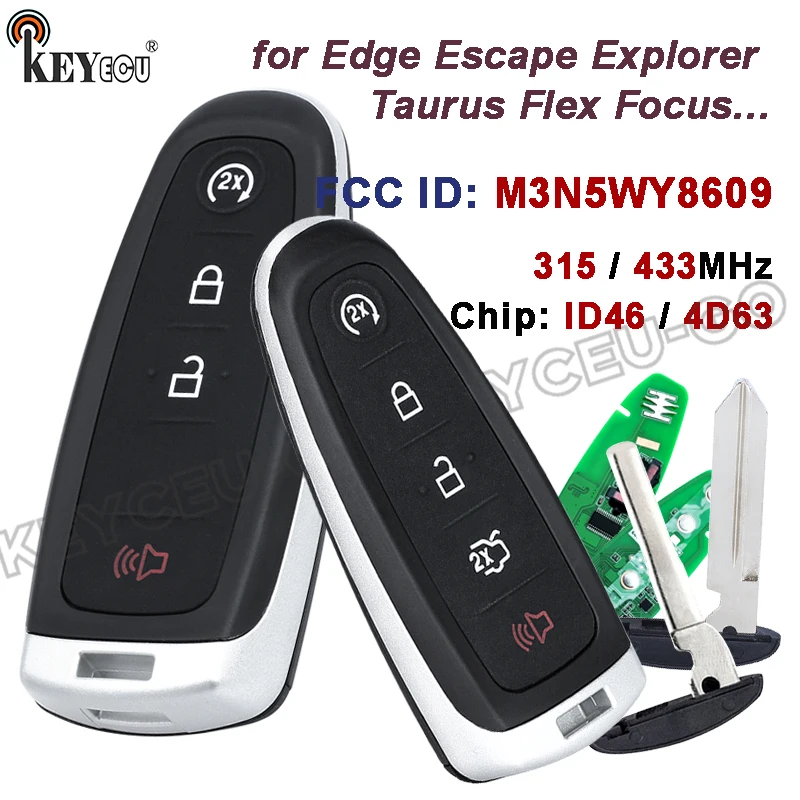 KEYECU 315 МГц 433 МГц ID46 4D63 чип M3N5WY8609 умный дистанционный брелок для Ford Edge Escape Explorer Taurus Flex Focus Lincoln MKX
KEYECU 315 МГц 433 МГц ID46 4D63 чип M3N5WY8609 умный дистанционный брелок для Ford Edge Escape Explorer Taurus Flex Focus Lincoln MKX