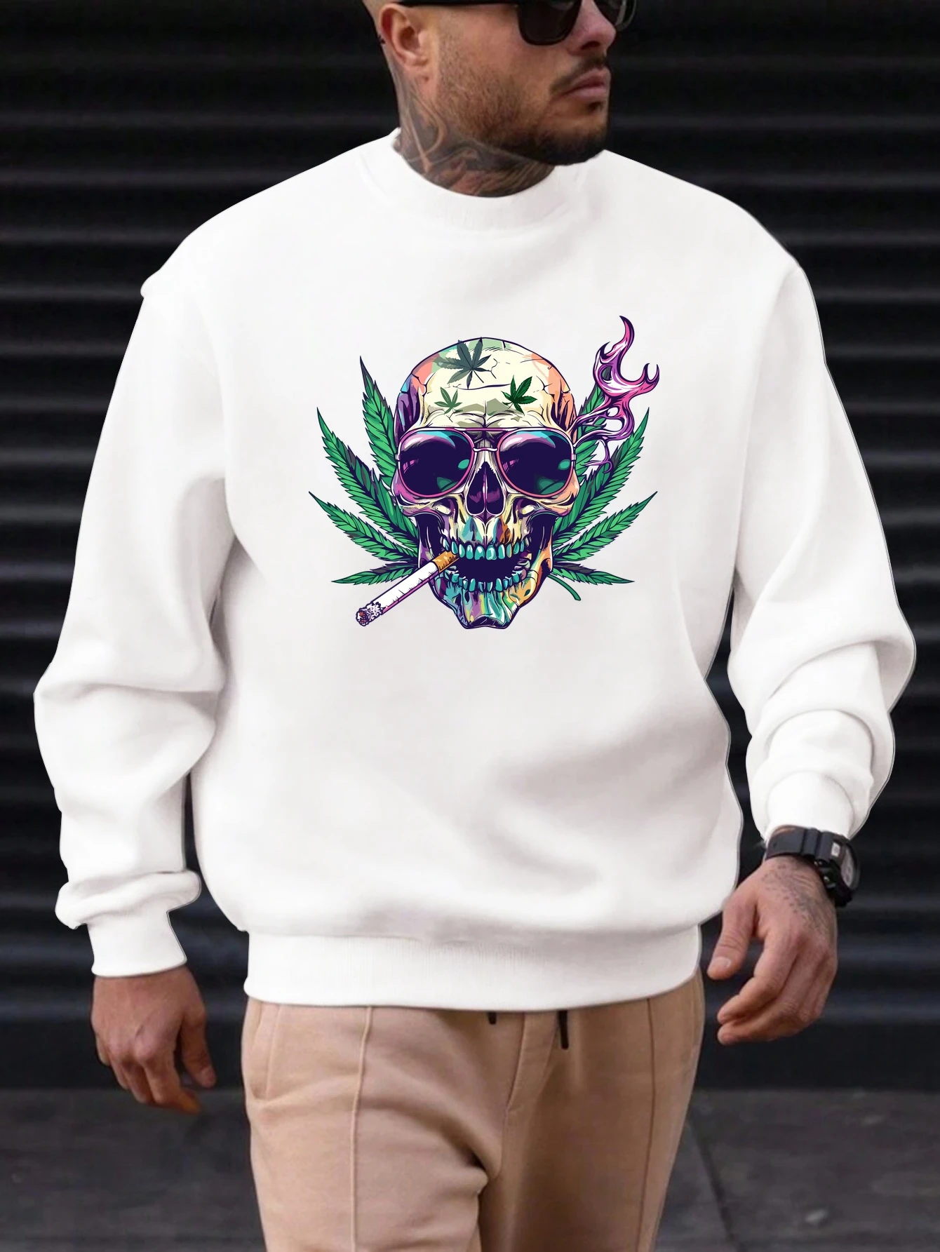 2025 New Men's Crew Neck Sweatshirt Skull Leaf Smoke Print Punk Rebellion Artistic Graphic Cotton Streetwear Pullover
2025 New Men's Crew Neck Sweatshirt Skull Leaf Smoke Print Punk Rebellion Artistic Graphic Cotton Streetwear Pullover