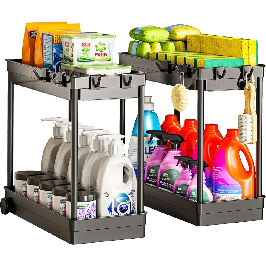 2 Pack Under Sink Organizer 2 Tier Bathroom Cabinet Organizers and Storage with Hook Multipurpose Storage Basket Shelf for Kitc
2 Pack Under Sink Organizer 2 Tier Bathroom Cabinet Organizers and Storage with Hook Multipurpose Storage Basket Shelf for Kitc