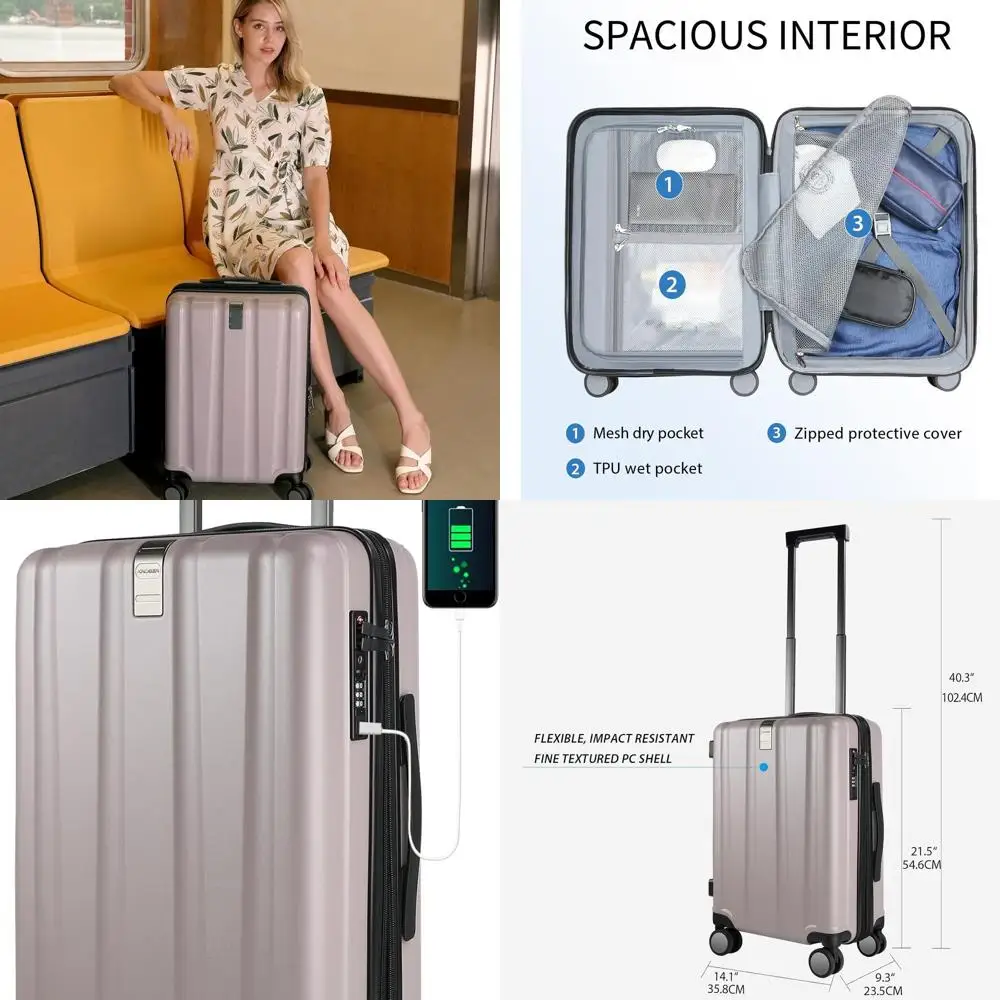 Expandable 20 Hardside Spinner Luggage with USB Port, TSA Lock, Matte Purple/Pink
Expandable 20 Hardside Spinner Luggage with USB Port, TSA Lock, Matte Purple/Pink