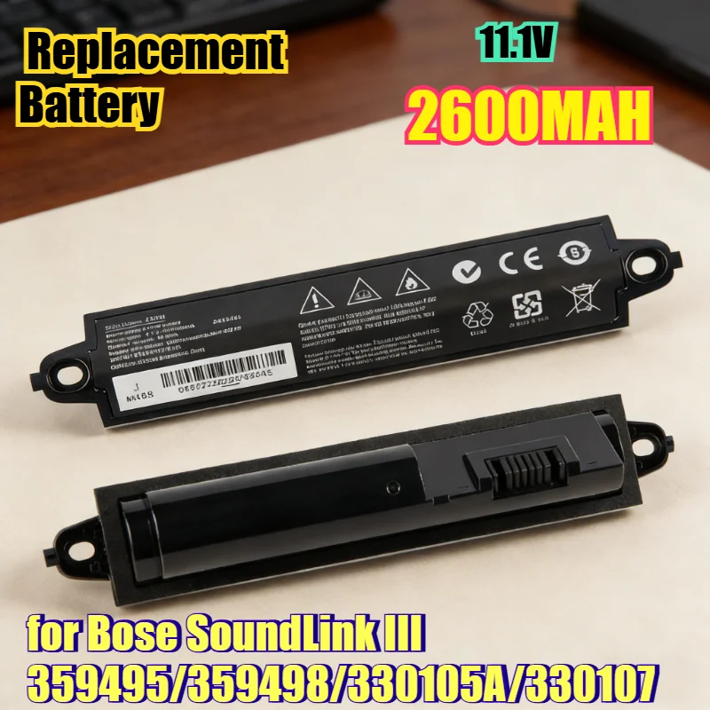 2600mAh 11.1V Replacement Battery for Bose SoundLink III 359495/359498/330105A/330107 Li-ion Rechargeable Speaker Battery
2600mAh 11.1V Replacement Battery for Bose SoundLink III 359495/359498/330105A/330107 Li-ion Rechargeable Speaker Battery